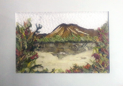 草木絵画「支笏湖と恵庭岳」